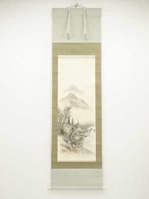 玉嶂筆　山水　肉筆絹本掛軸